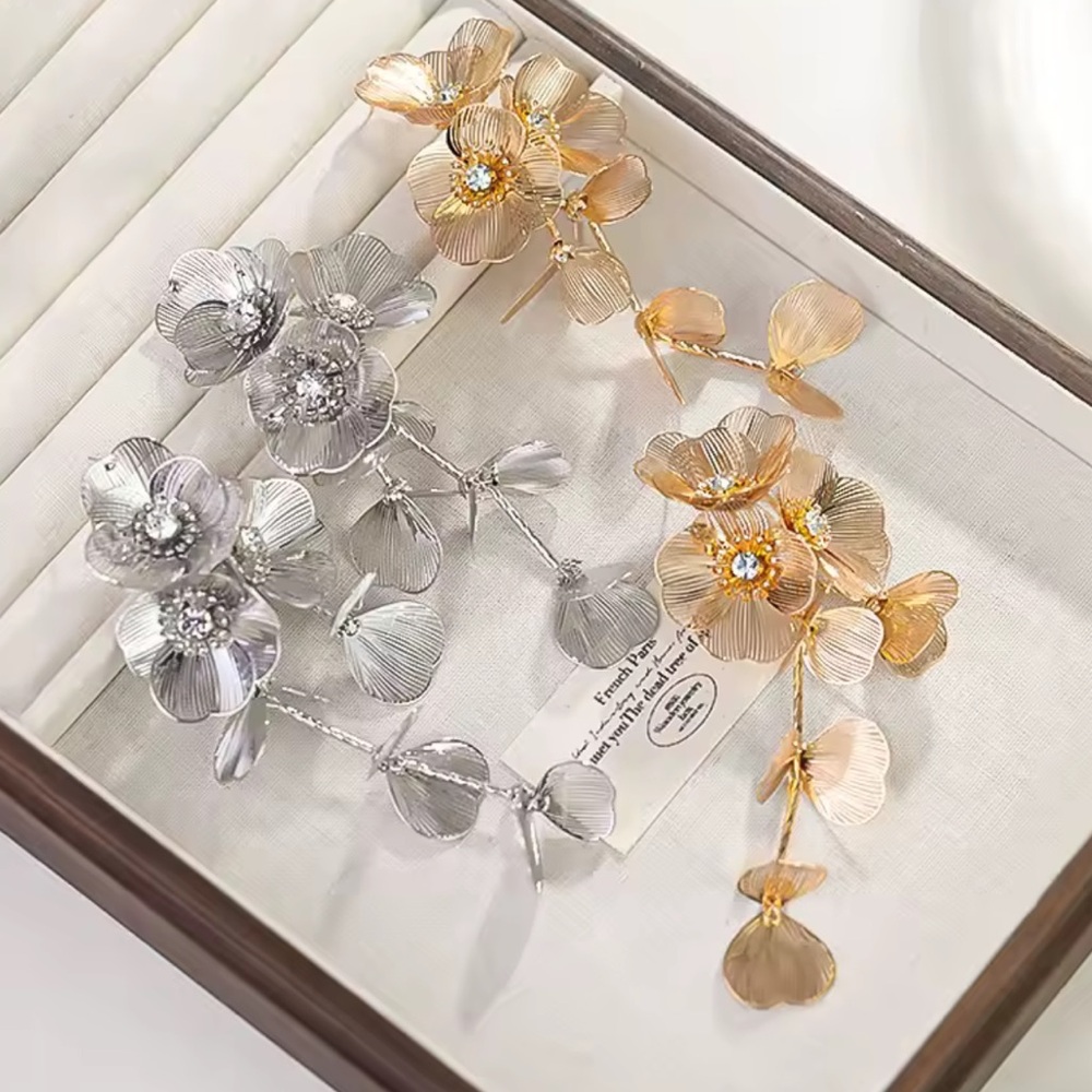 Anthropologie Gold Floral Drop Earrings - Picture 5 of 5